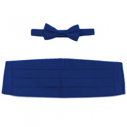 Boys Royal Blue Satin Cummerbund and Dickie Bow Tie Box Set